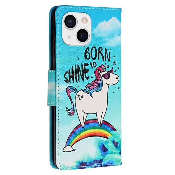 Wonderland iPhone 14 Plus flip etui - Regnbue / Hest