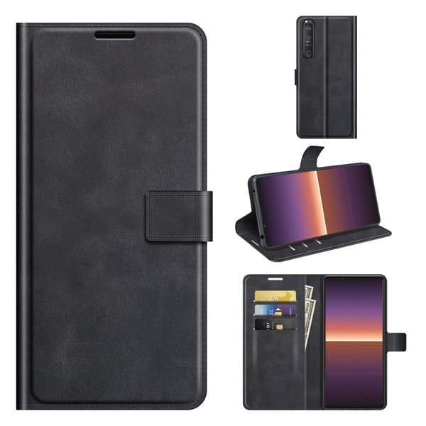 Wallet-style Læder Etui til Sony Xperia 1 Iii - Sort