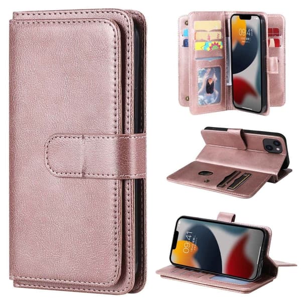 iPhone 14 Plus etui med pung & 10 kortpladser – Pink