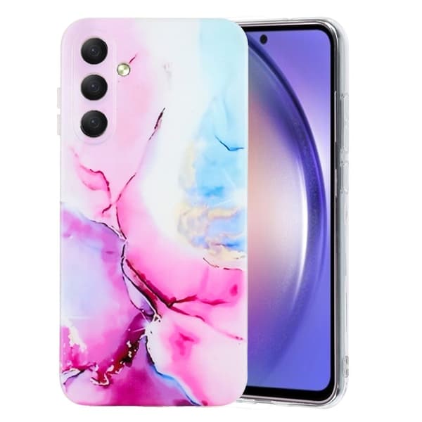 Marble design Samsung Galaxy A17 cover - Lyserød / Blå