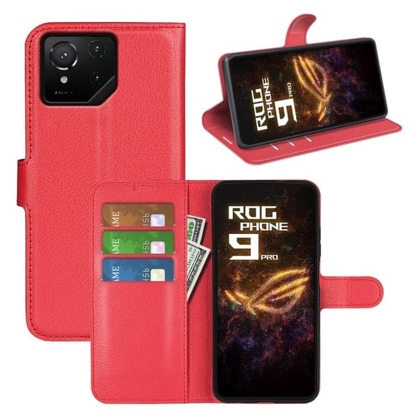 Klassisk Asus ROG Phone 9 Pro flip etui - Rød
