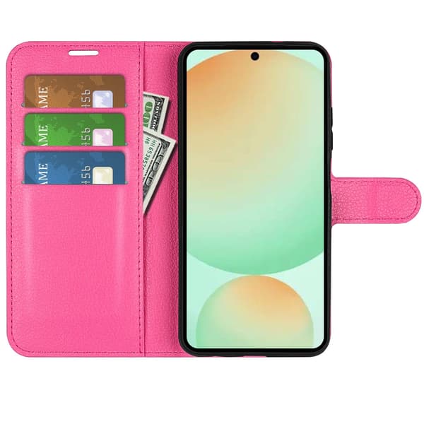 Classic Samsung Galaxy S25 FE flip etui - Rosarød