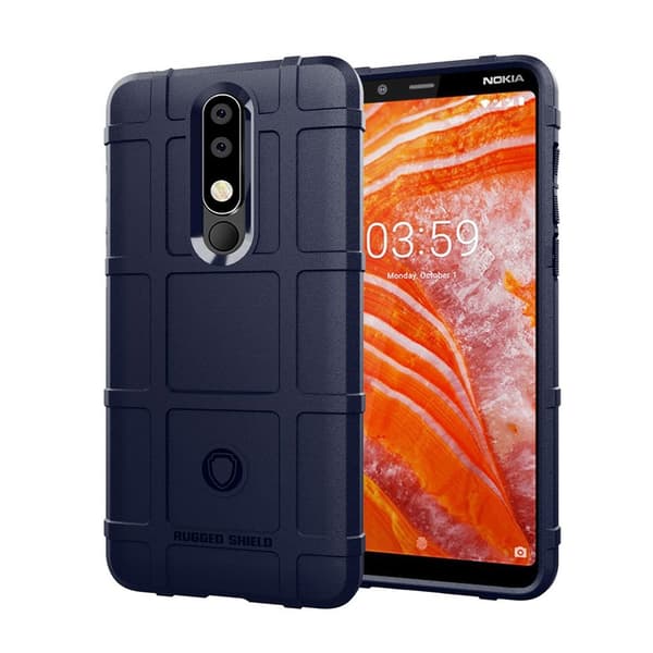 Nokia 3.1 Plus anti-stød gitter tekstur etui - Mørkeblå