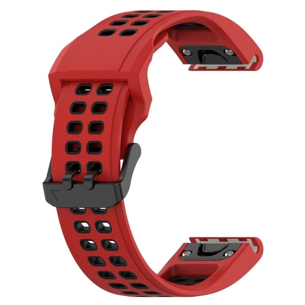 22 mm dobbeltfarvet urrem til Garmin-ur - Rød / Sort