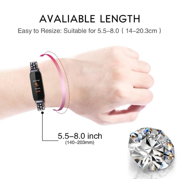 Fitbit Inspire 3 metalrem med rhinestone-dekor - Sort