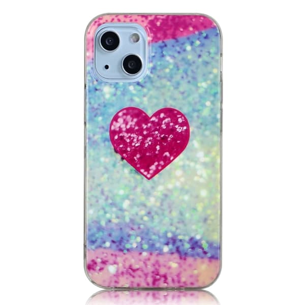 Marble design iPhone 14 cover - Lyserødt Hjerte