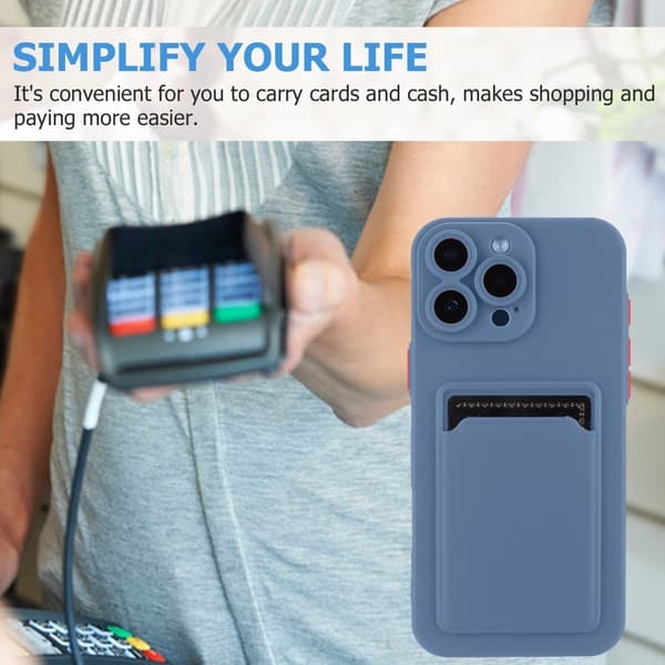 Kortholder cover til iPhone 16 Pro - Grå Blå