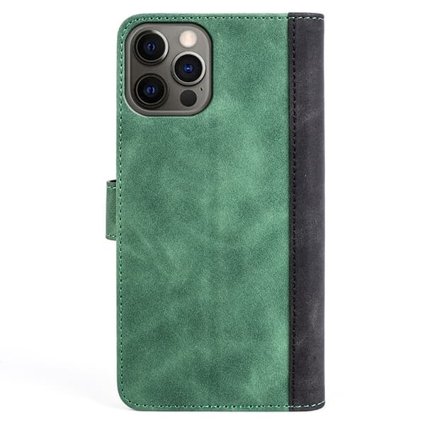 Tvåfärgat iPhone 12 / iPhone 12 Pro fodral i läder - Grön