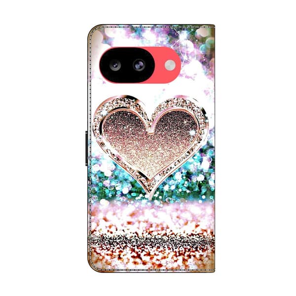 Wonderland Google Pixel 10a flip-etui - Rosa Diamanthjerte