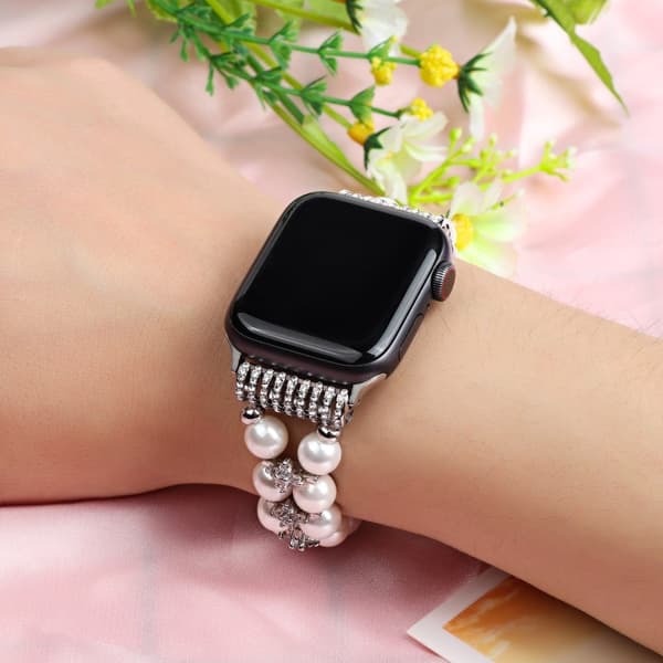 Apple Watch (41 mm) klokkerem i rhinestone perlestil - Hvit