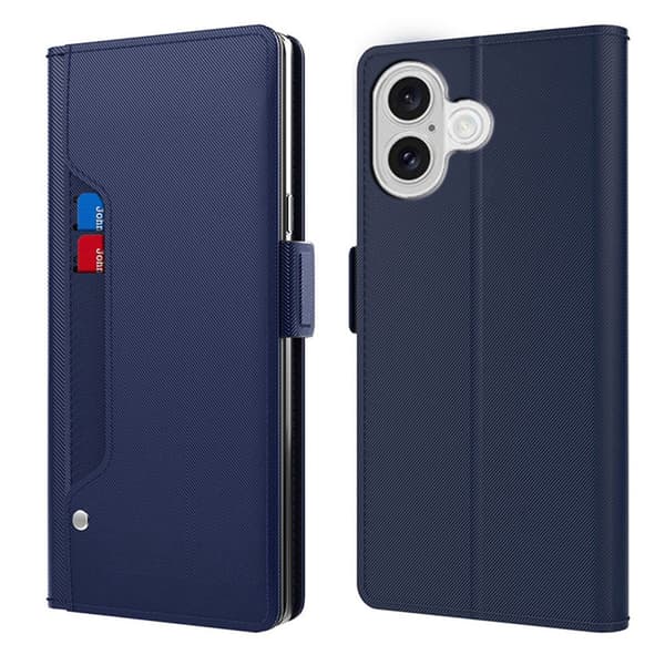 Telefonetui med sminkespeil og glatt design for iPhone 17 - Blå