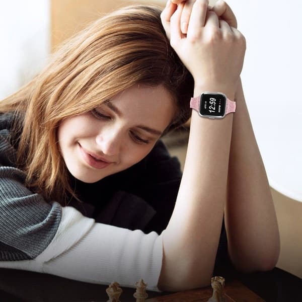 Fitbit Versa / Versa Lite / Blaze / Versa 2 elegant ægte læder Urrem - Lyserød