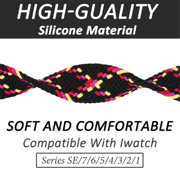 Apple Watch Series 8 (41mm) elastisk nylon-urrem - Sort / Gul / Rød Størrelse: L