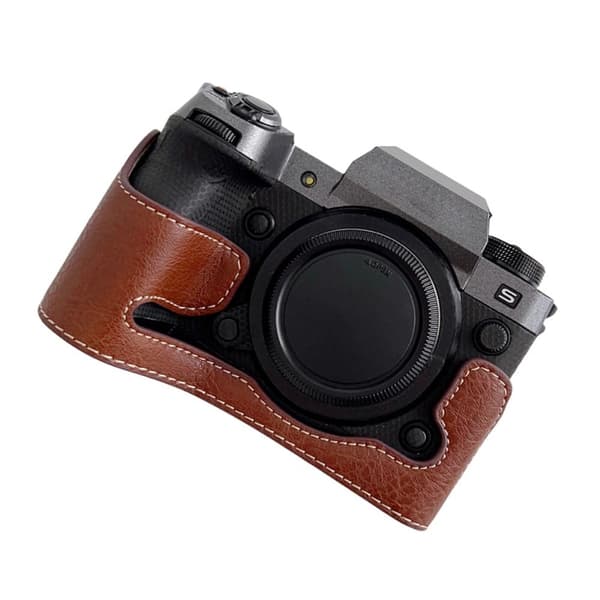 Fujifilm X-H2 läderöverdrag för halva kroppen - Kaffe