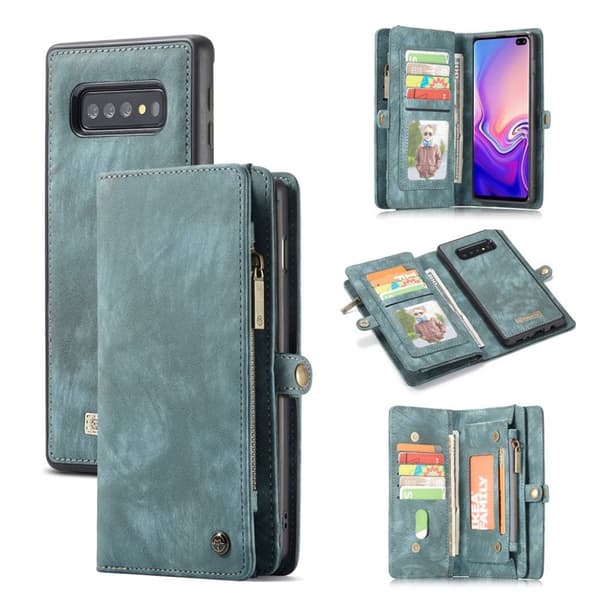 CASEME Samsung Galaxy S10 Plus multi-funktionelt split læderetui - Blå
