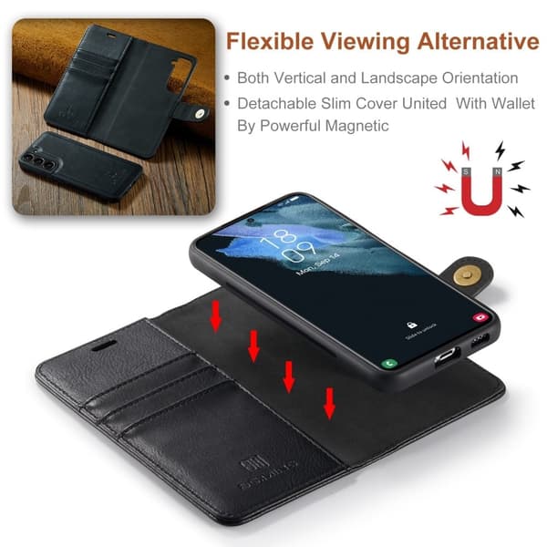 DG.Ming Samsung Galaxy S22 Plus 2-in-1 Lompakko Suojakotelo - Musta