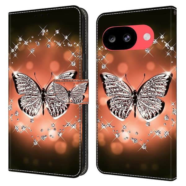 Wonderland Google Pixel 10a flip etui - Krystal Sommerfugl