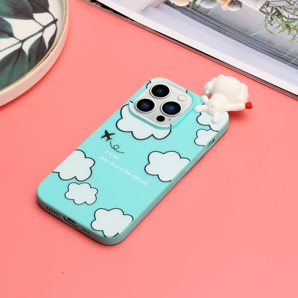 Cute 3d iPhone 14 Pro Etui - Sky