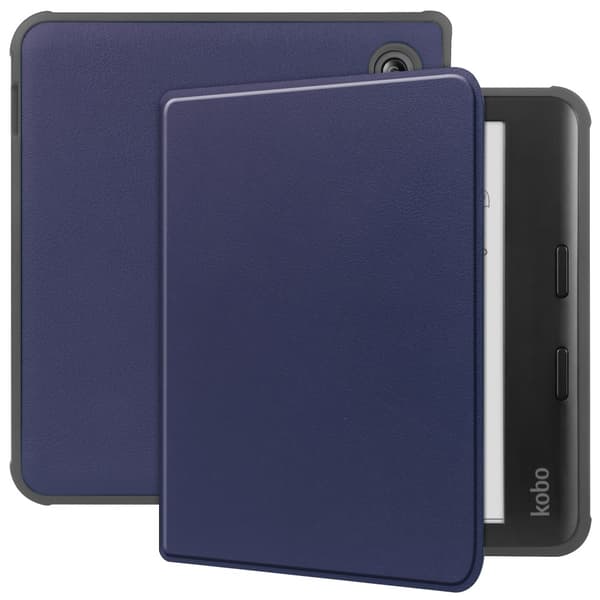 Kobo Libra Colour Case PU Nahka + TPU E-Reader Cover Tuki Auto Wake / Sleep - Sininen