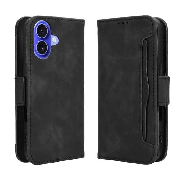 Moderne iPhone 17 læderetui med pung - Sort