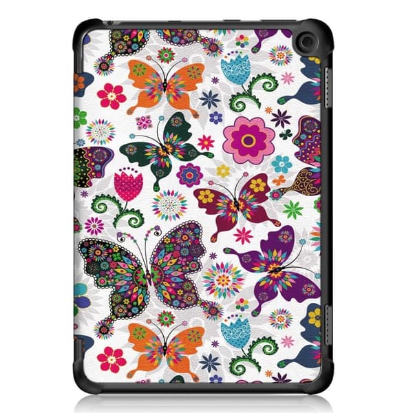 Amazon Fire 8 HD (2022) mønster tri-fold læder etui - Sommerfugle