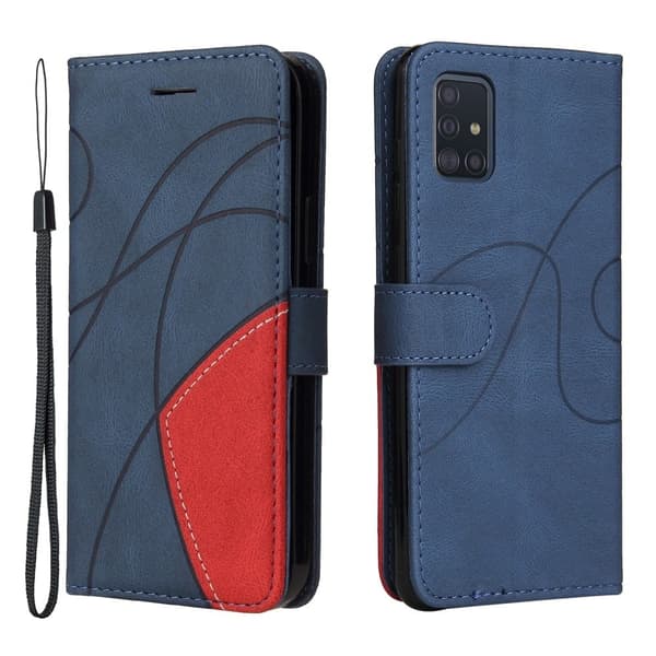Tekstureret Læder Etui med Strop Til Samsung Galaxy A51 - Blå