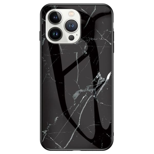 Marble design iPhone 14 Pro Max cover - Sort Marmor