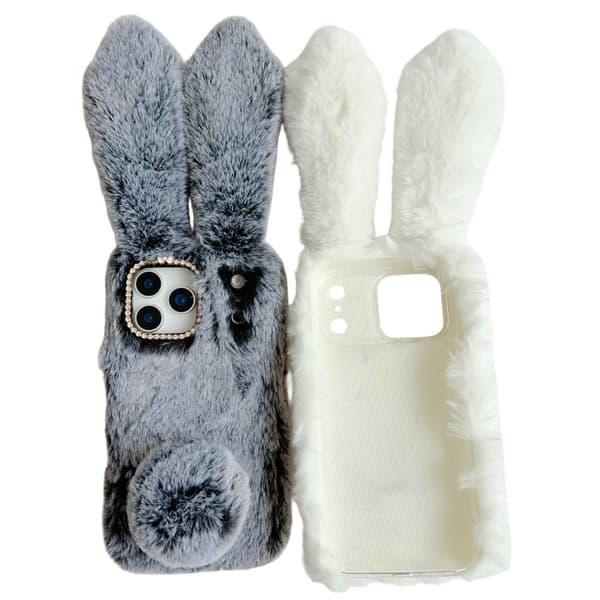Fluffy Rabbit iPhone 17 Pro skal - Brun