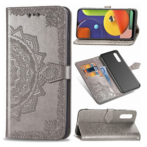 Mandala Samsung Galaxy A50 Flip kotelot - Harmaa