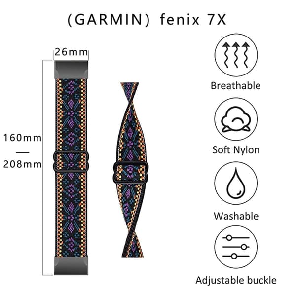 Elastisk, åndbar nylon-urrem til Garmin-ur - Grøn