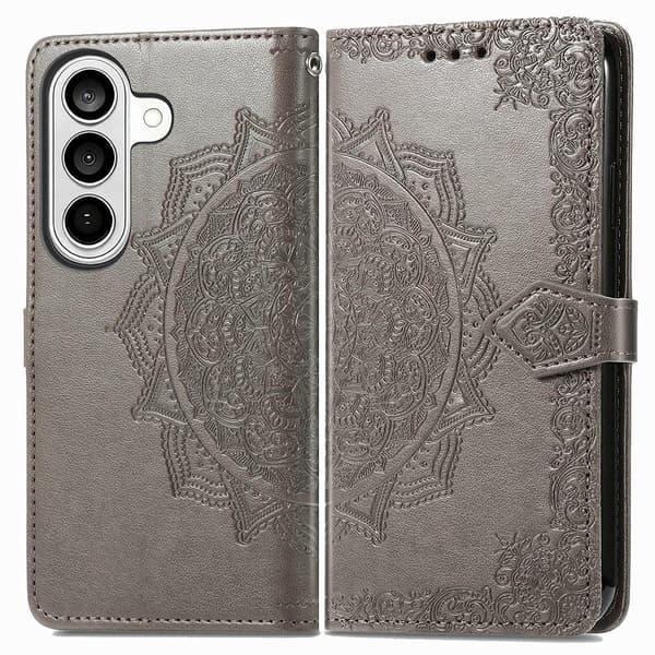 Mandala läder Samsung Galaxy A37 fodral - Grå