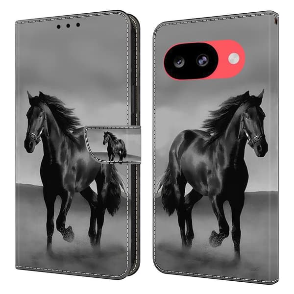Wonderland Google Pixel 10a flip etui - Sort Hest