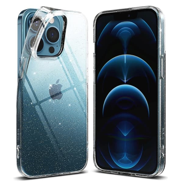 Glitter iPhone 13 Pro skal - Genomskinlig