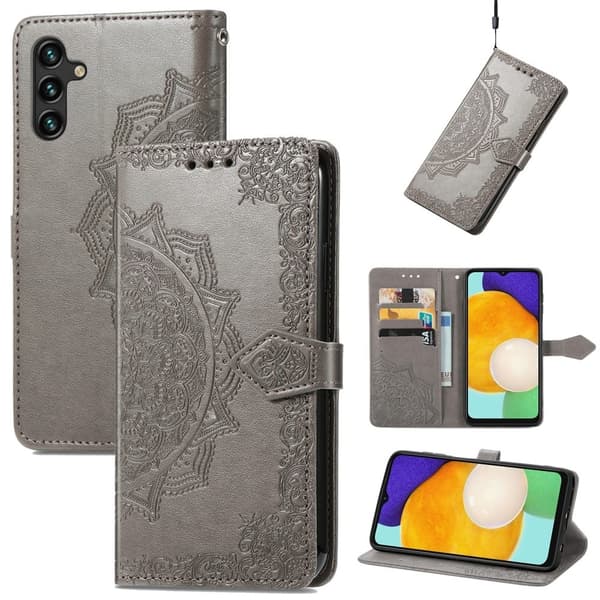 Mandala Samsung Galaxy A13 5G Flip Etui - Grå