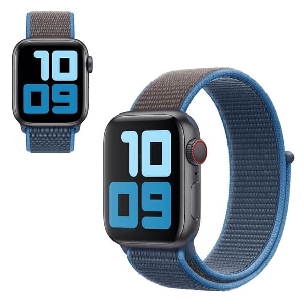 Apple Watch Series 5 40mm solid farve nylon urrem - Ice Blå / Mørkegrå
