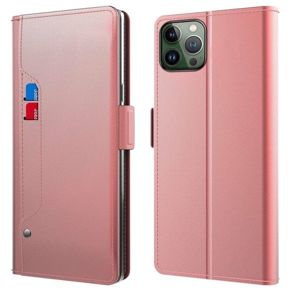 Telefonetui med sminkespeil og glatt design for iPhone 16 Pro Max - Rose Gull