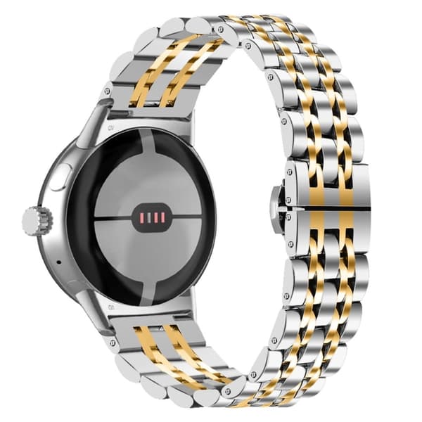 7 perler klokkerem i rustfritt stål til Google Pixel Watch - Sølv / Gull