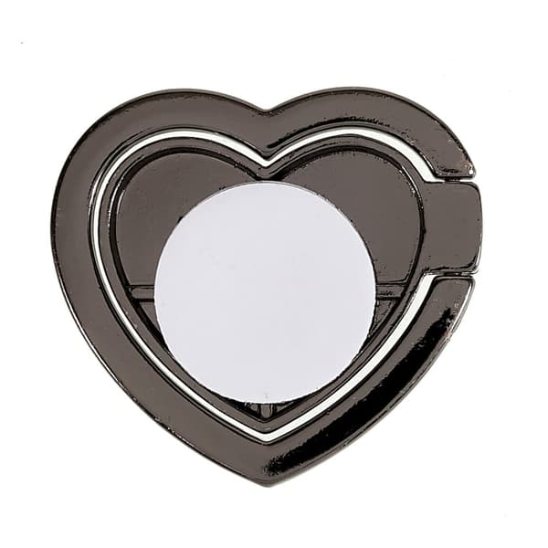 Hjerteformet rhinestone spejlstil smartphone ringholder - Sort