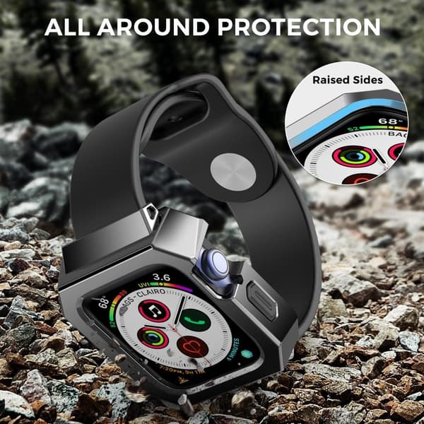 AHASTYLE Apple Watch SE 2022 (44mm) cover i rustfrit stål - Sort