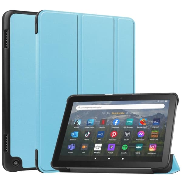 Tri-fold skinnstativveske for Amazon Fire 8 HD (2022) - Himmelblå