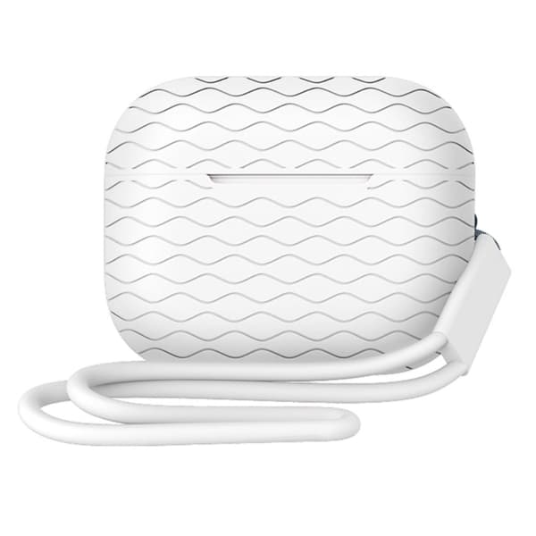 AirPods Pro 2 silikonetui med bølgetextur og stropp - Hvit