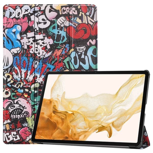 Samsung Galaxy Tab S10 Plus Etui Mønster Print Læder Stativ Tablet Cover - Graffiti