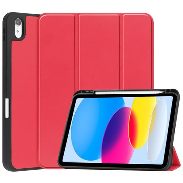 Tri-fold läderfodral för iPad 10.9 (2022) - Röd
