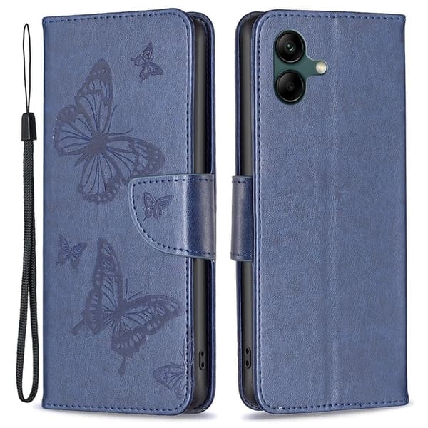 Sommerfugl Samsung Galaxy A04 Flip Etui - Mørkeblå