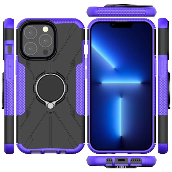 Kickstand-skydd med magnetisk platta för iPhone 13 Pro Max - Lila