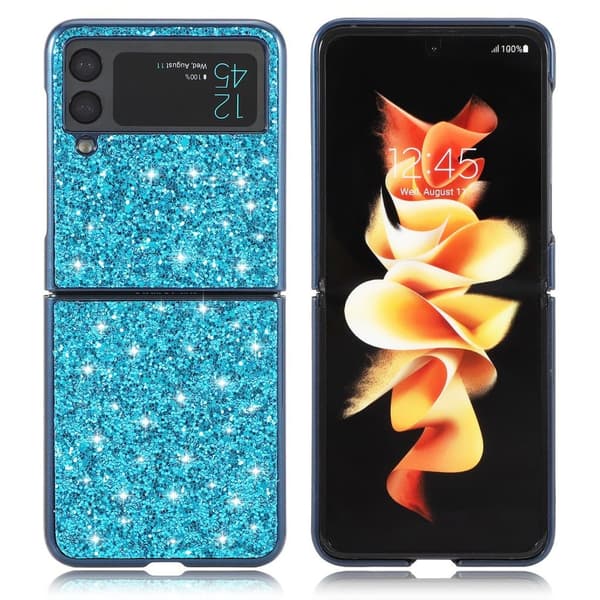 Glitter Samsung Galaxy Z Flip3 5G Etui - Blå