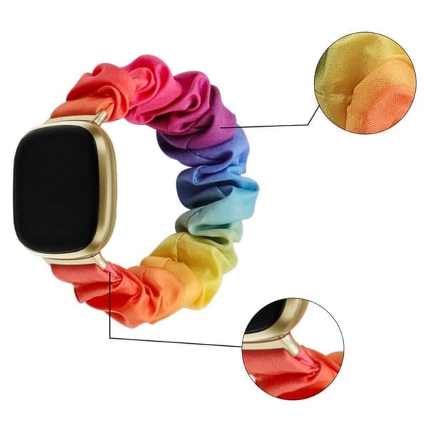 Fitbit Versa / Versa Lite elastisk klokkerem i stilig stoff - Regnbue