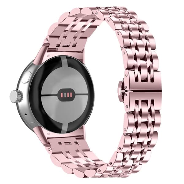 7 perler klokkerem i rustfritt stål til Google Pixel Watch - Rosa Rose