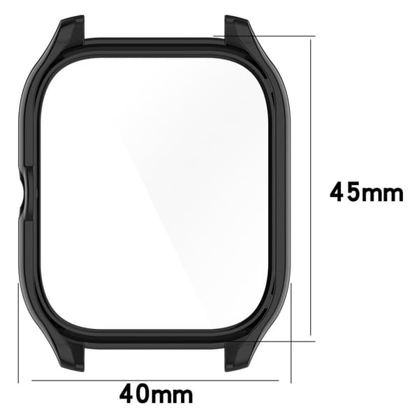 Amazfit GTS 4 cover with tempered glass screen protector - Black