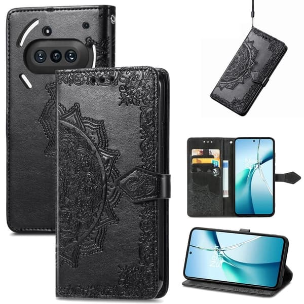 Mandala Nothing Phone (3a) læderetui - Sort